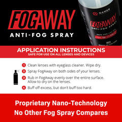 Spraying FogAway on eyeglasses
