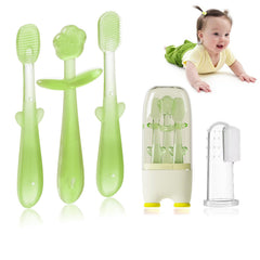 FOKiiBO baby silicone toothbrush set 0-18 months - complete kit with cup