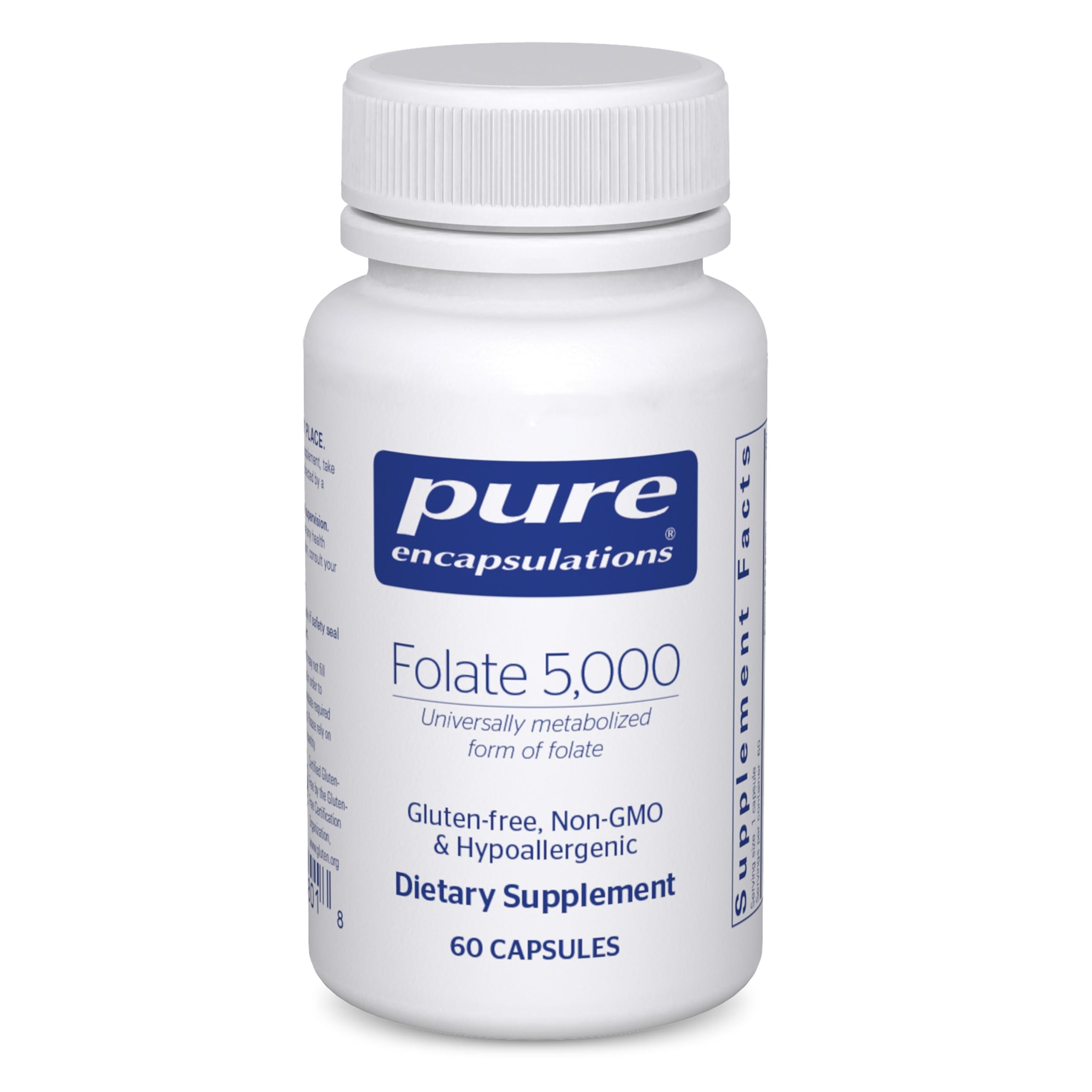 Label for Pure Encapsulations Folate 5,000 5-MTHF bottle