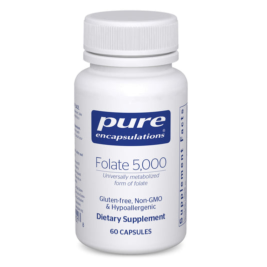 Label for Pure Encapsulations Folate 5,000 5-MTHF bottle