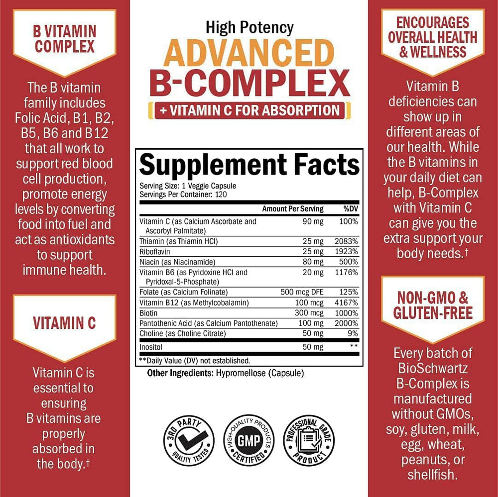 Non-GMO allergen-free B complex supplement label
