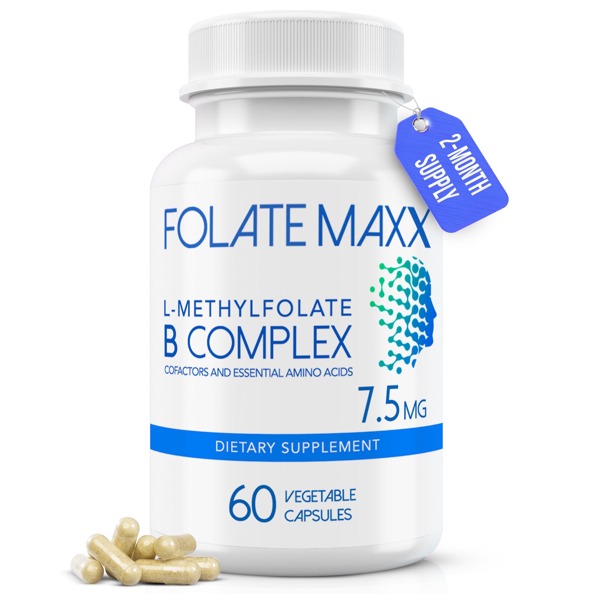 FolateMaxx L-Methylfolate 7.5mg 60-capsule bottle (hero image)