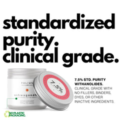 Graphic showing 7.5% withanolide purity in Ashwagandha extract