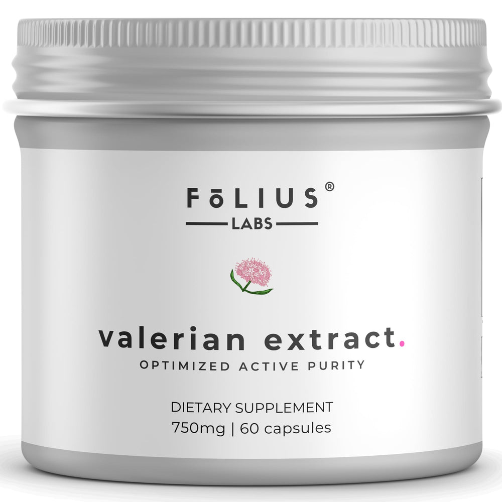 Bottle of FOLIUS LABS Valerian Root 4:1 Extract 60 capsules