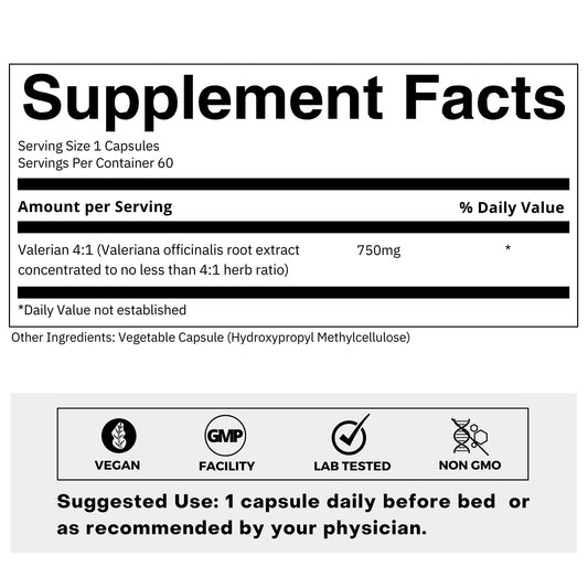 Valerian Root 4:1 extract bottle label