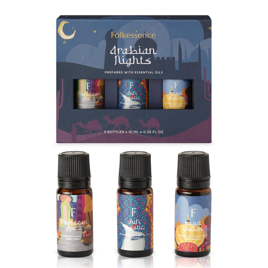 Three-pack Folkulture diffuser oils set with Oud Rose, Oud Tabac and Oud Waters