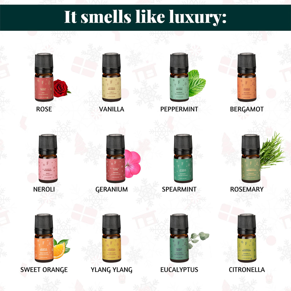 Peppermint, vanilla and cinnamon fragrance oils for Christmas decor
