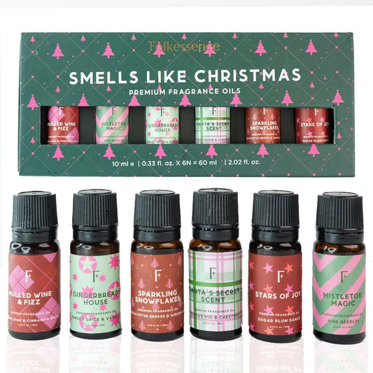 Set of 6 Christmas diffuser essential oils bottles (2 oz each)