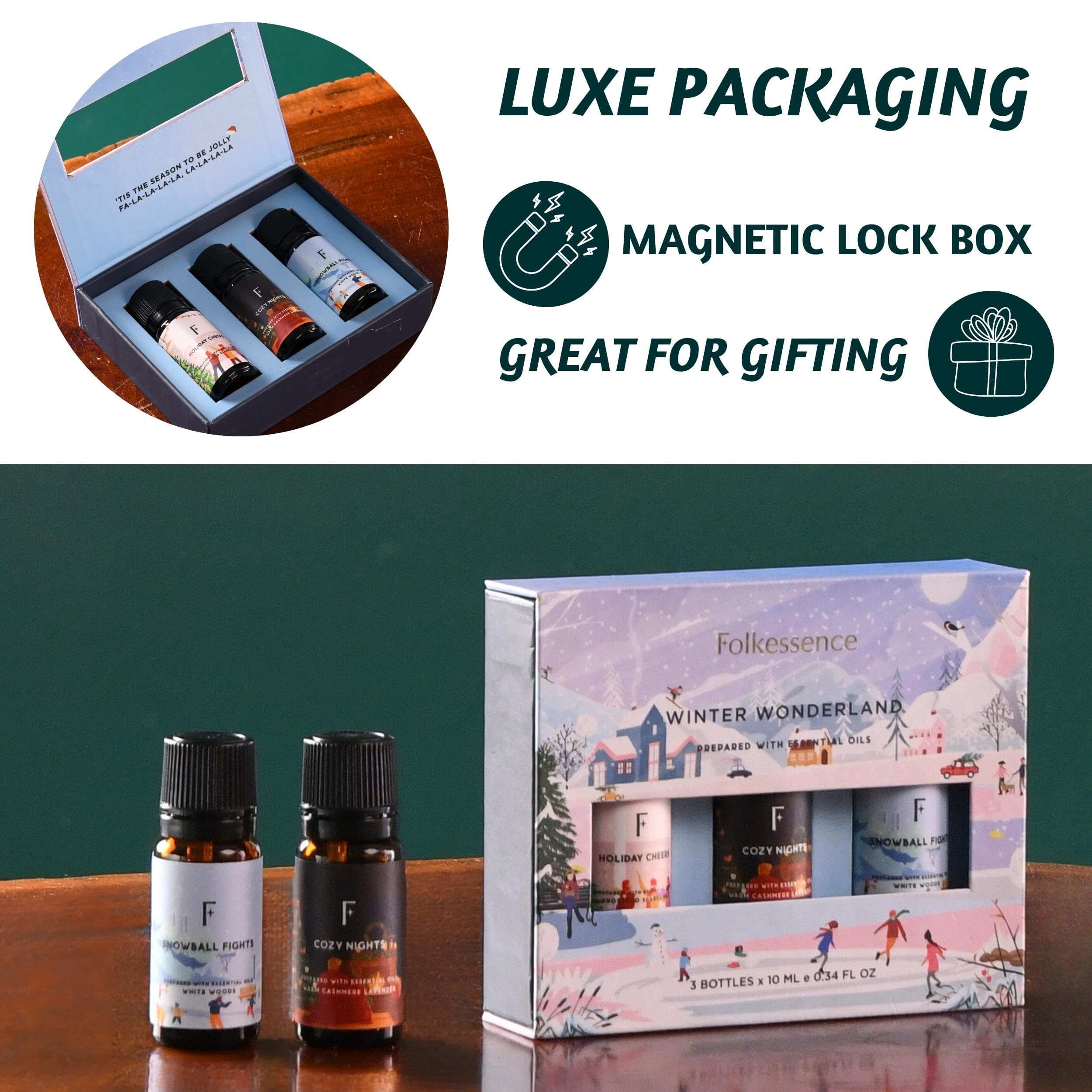 Gift-ready Folkulture Christmas Essential Oils packaging