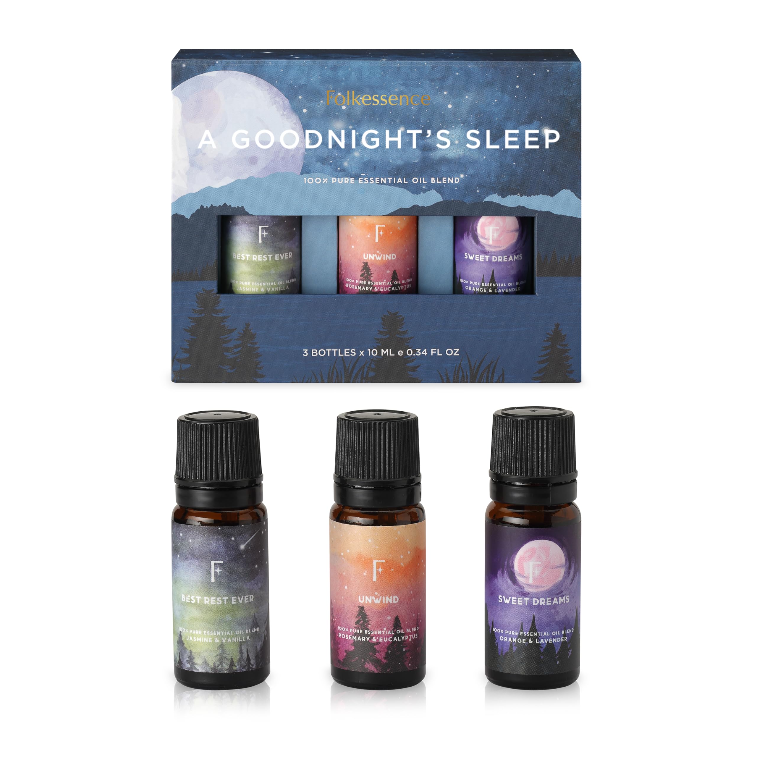 Folkulture 3-piece essential oil set for diffusers (Rosemary, Eucalyptus, Lavender)