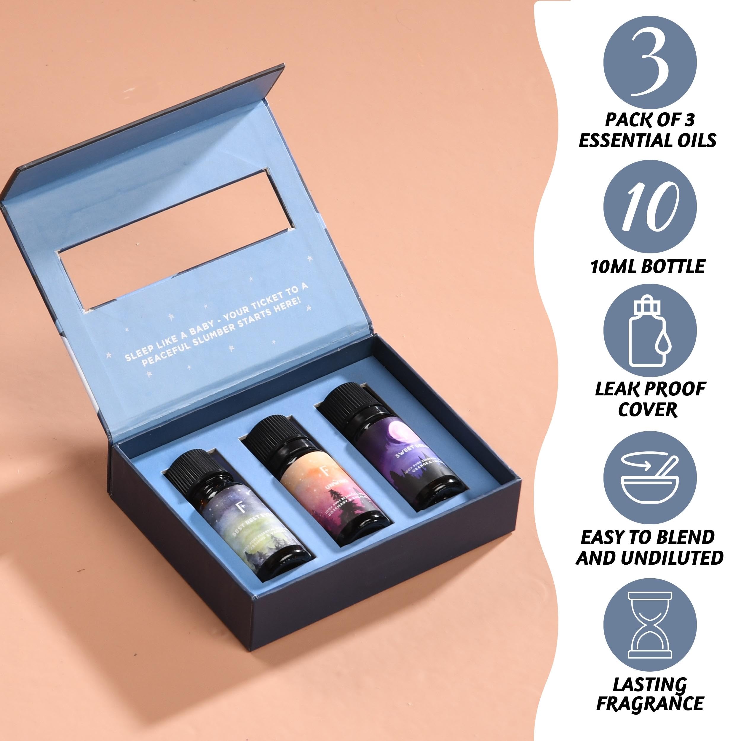 Flat lay of Folkulture diffuser oils showing three 10ml bottles
