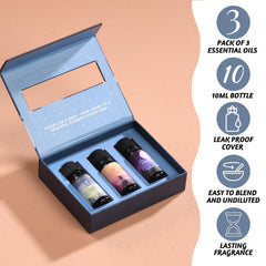 Flat lay of Folkulture diffuser oils showing three 10ml bottles