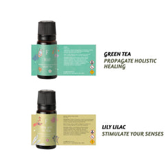 Home fragrance scene with diffusers and essential oils