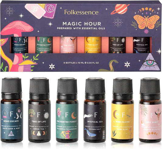 Folkulture 6-pack essential oils diffuser oils packaging front view