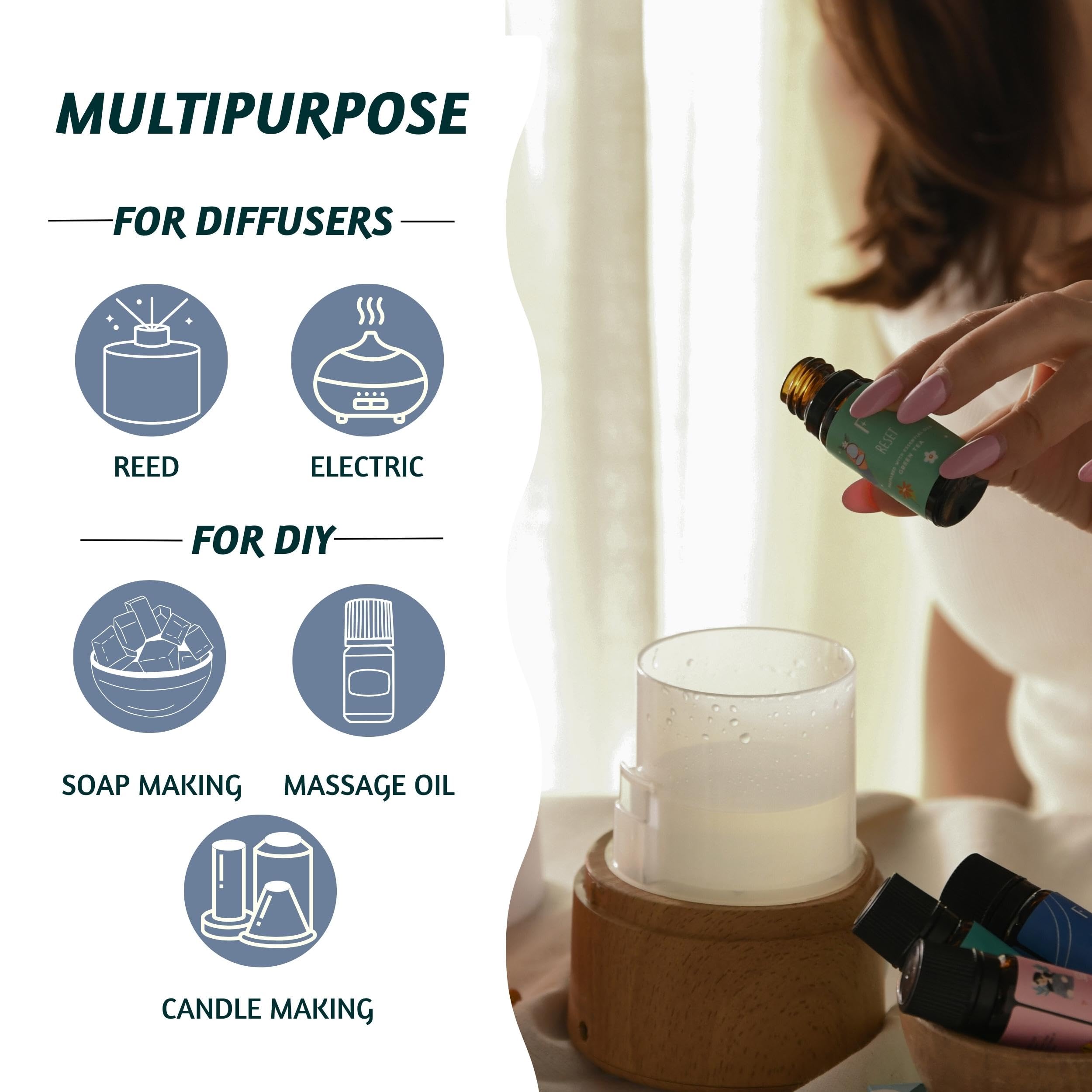 Diffuser in a living room scene with oil bottles