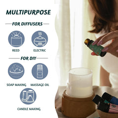 Diffuser in a living room scene with oil bottles