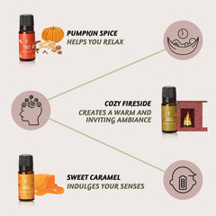Assorted vanilla and pumpkin spice diffuser oils in Folkulture set