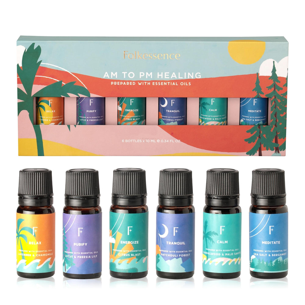 Folkulture essential oils diffuser set – 6 bottles including lavender and sandalwood