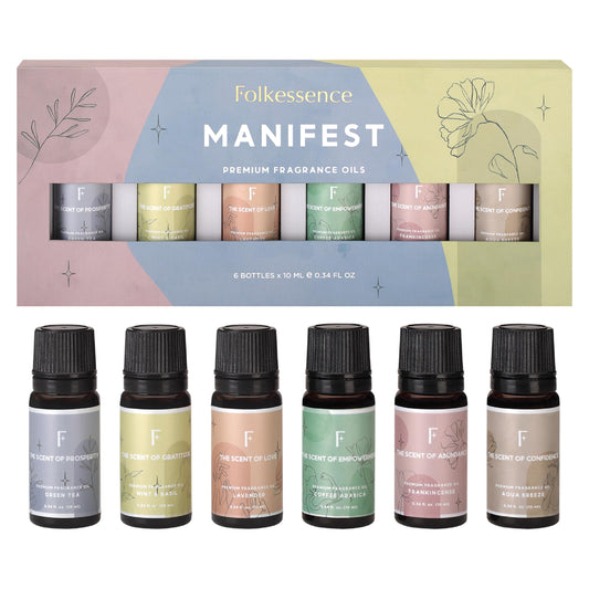 Folkulture essential oils diffuser set of 6 including frankincense and lavender