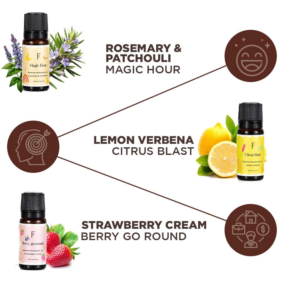 Strawberry essential oil bottle with amber glass