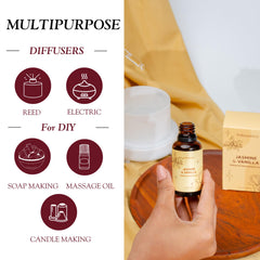 Calm meditation setup with essential oil aroma