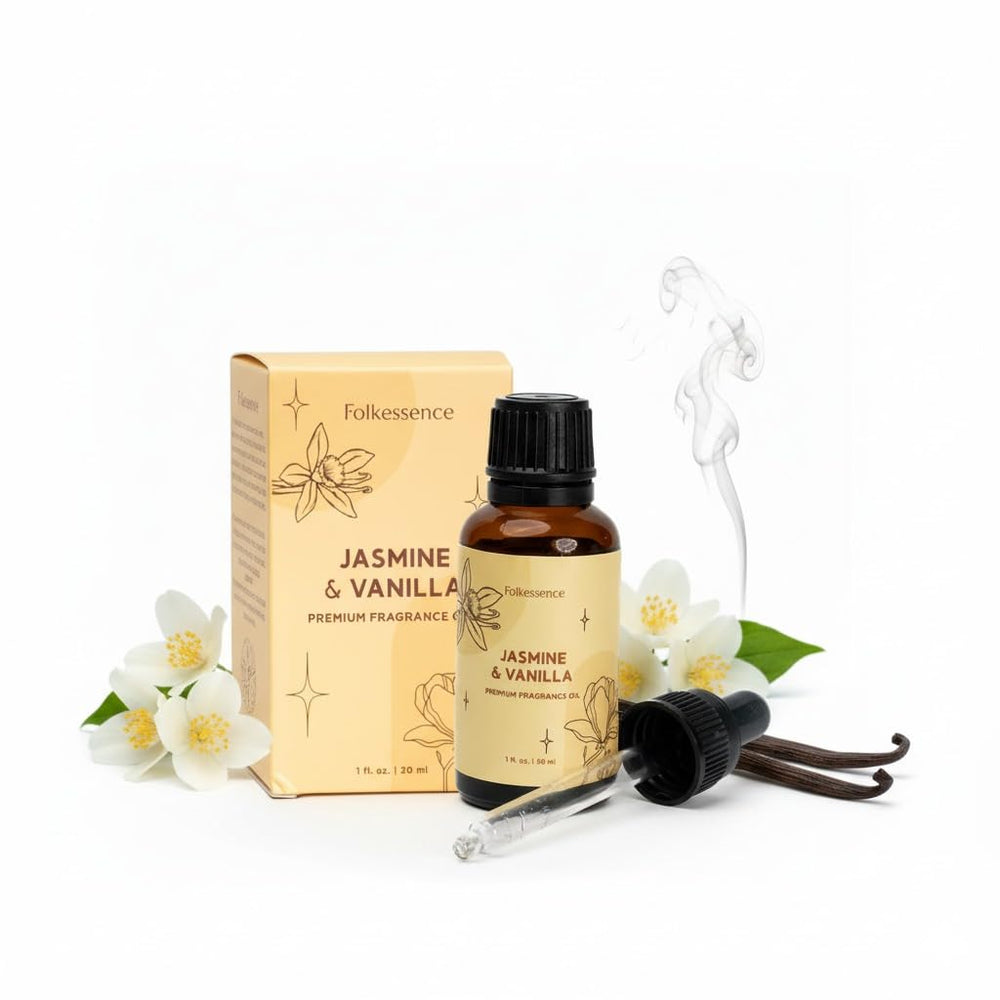 Folkulture Jasmine & Vanilla essential oil bottle with dropper (30ml)