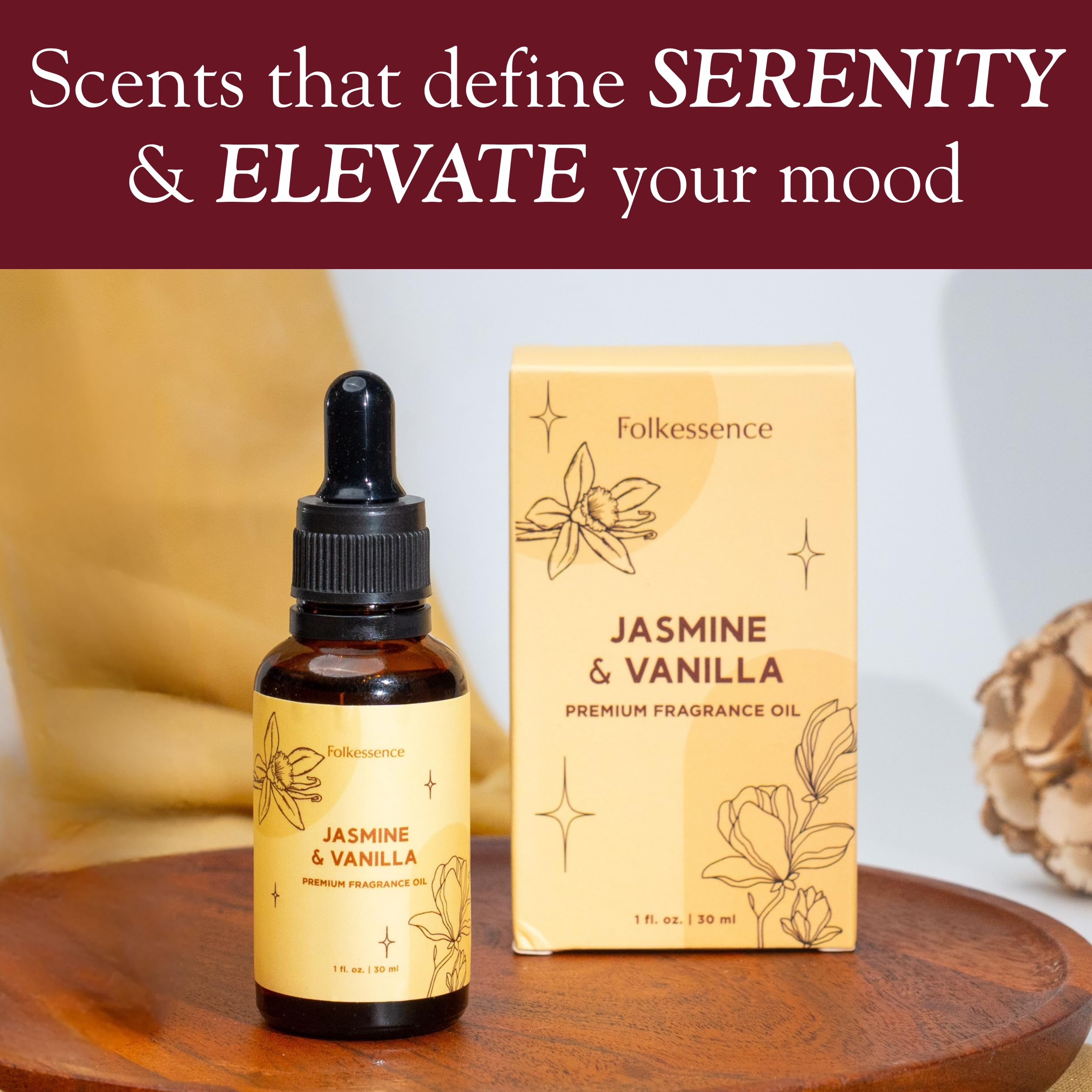 Folkulture 30ml Jasmine & Vanilla essential oil product shot