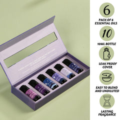Six 10ml essential oil bottles included in the set
