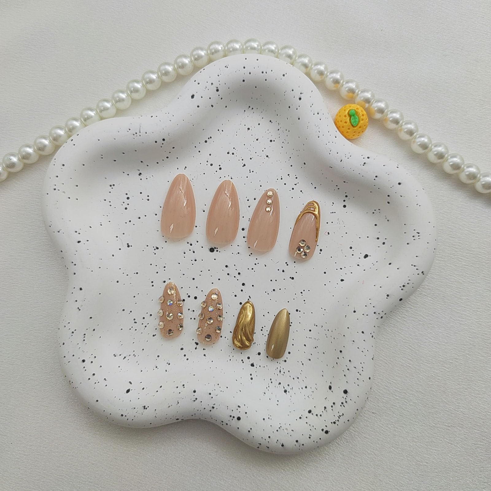 FOLONRAL almond nail designs with rhinestones for sparkle