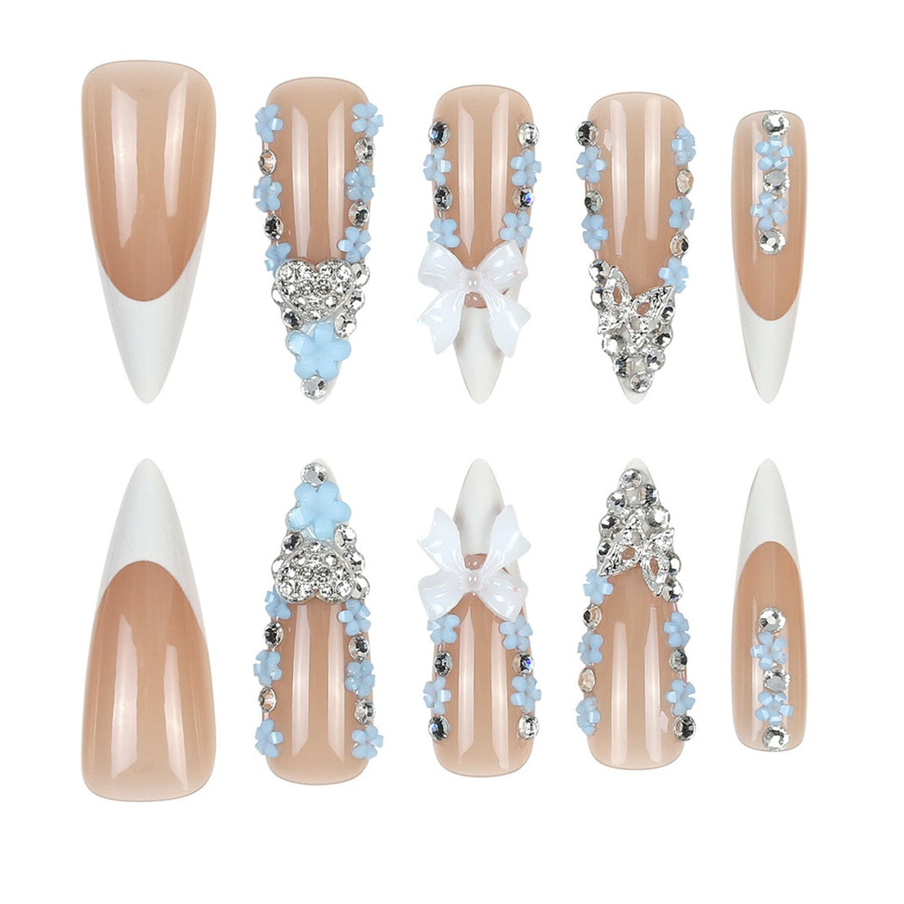 FOLONRAL glossy nude nails with white French tips for elegant daily wear