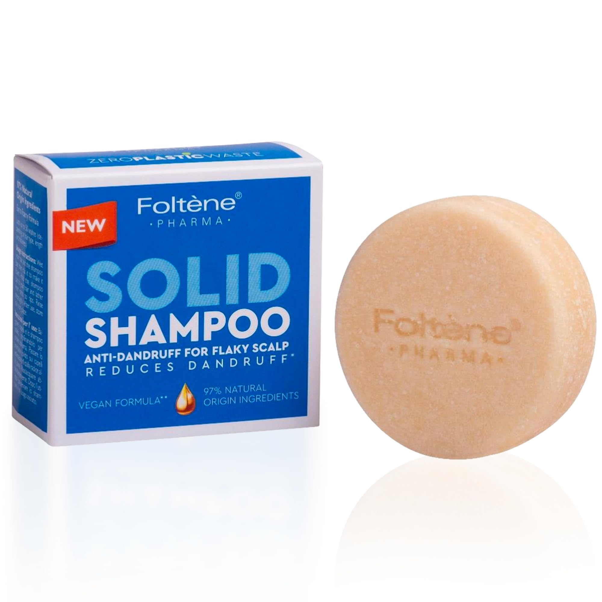 Foltene solid shampoo bar for flaky scalp care with gentle cleansing.