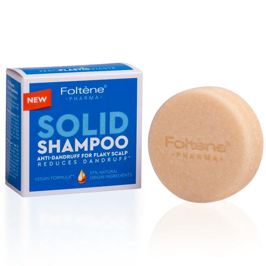 Foltene solid shampoo bar for flaky scalp care with gentle cleansing.