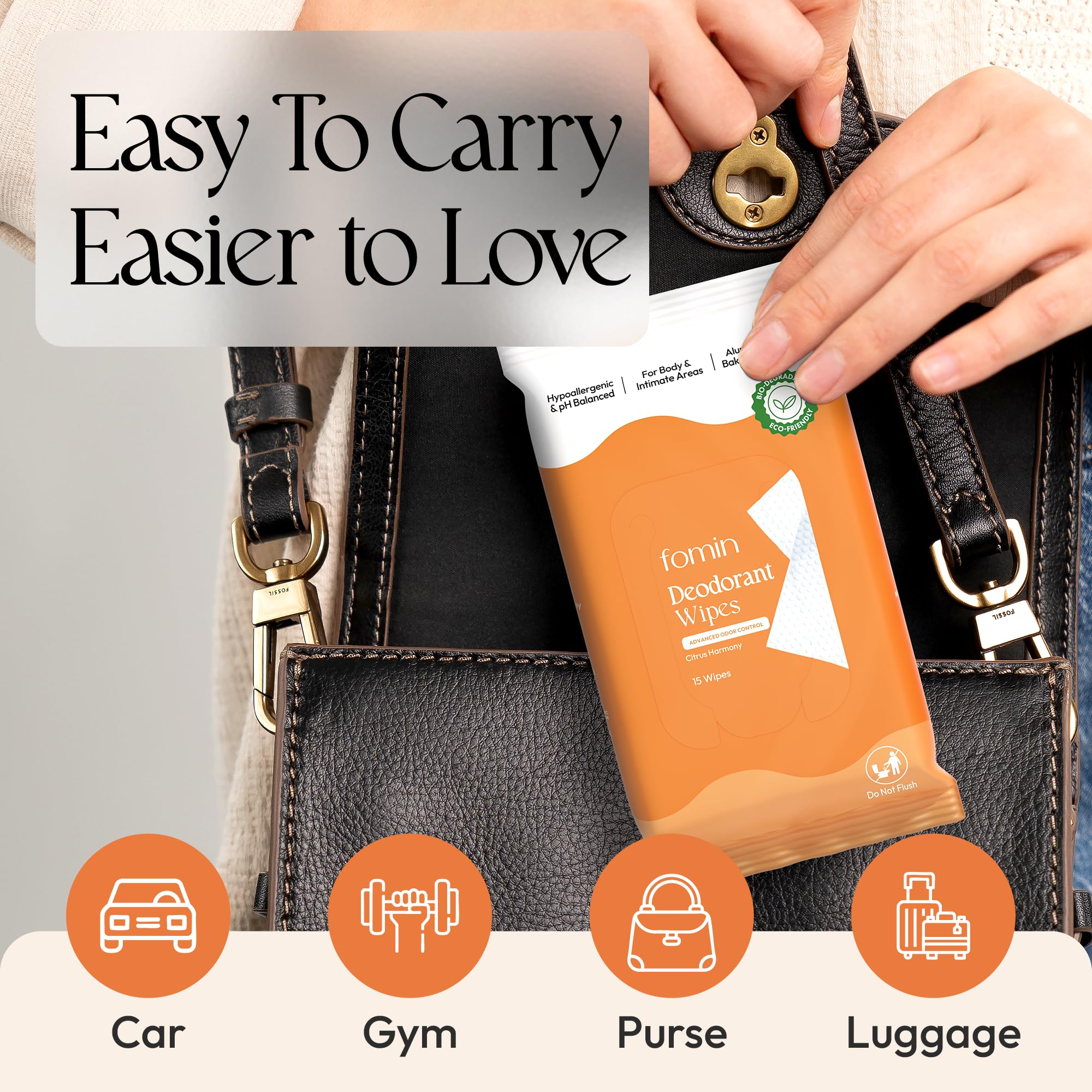 FOMIN wipes suitable for full-body use for convenient freshening.