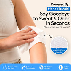 Mandalic acid in FOMIN wipes targets odor at the source
