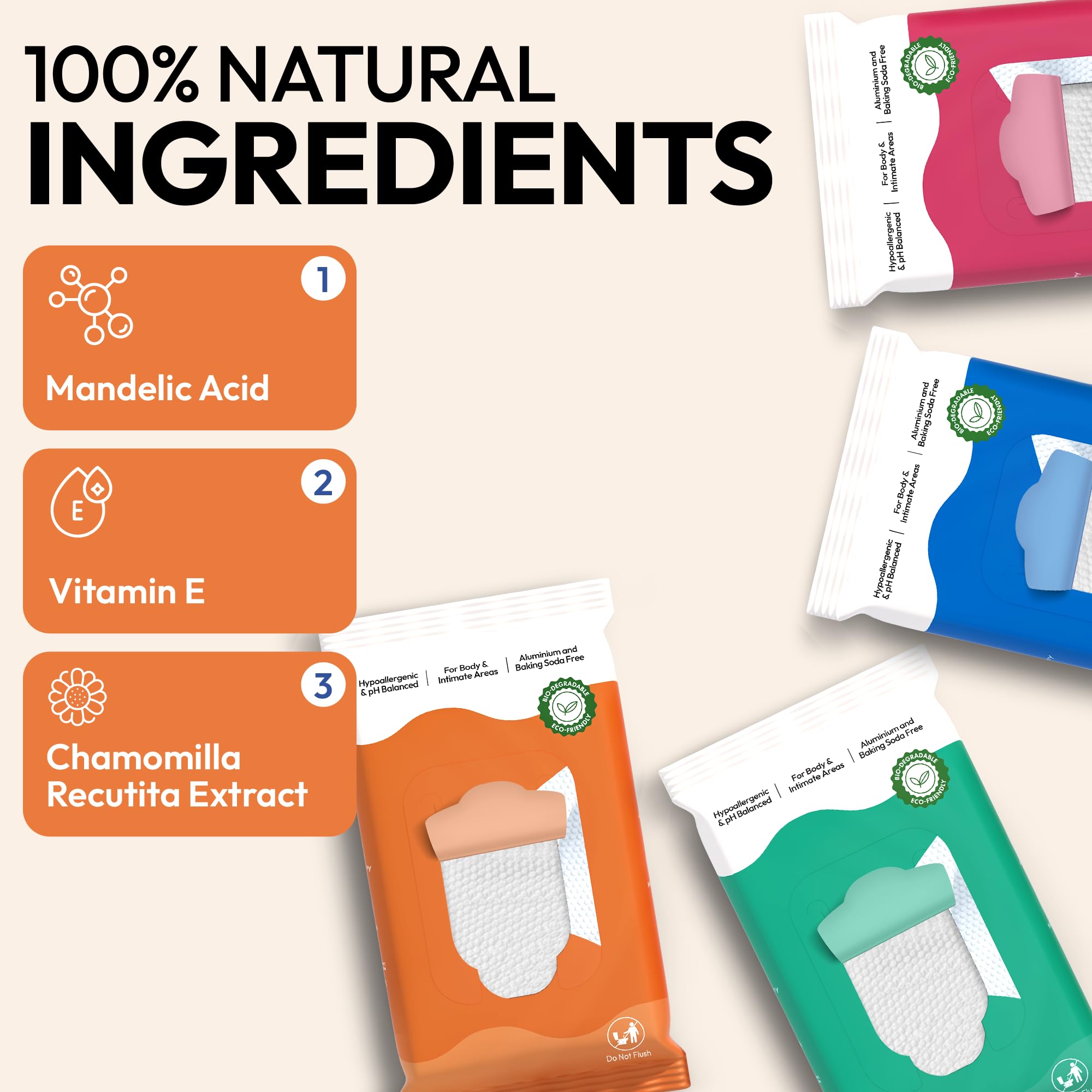 Eco-friendly plastic-free packaging for FOMIN wipes.