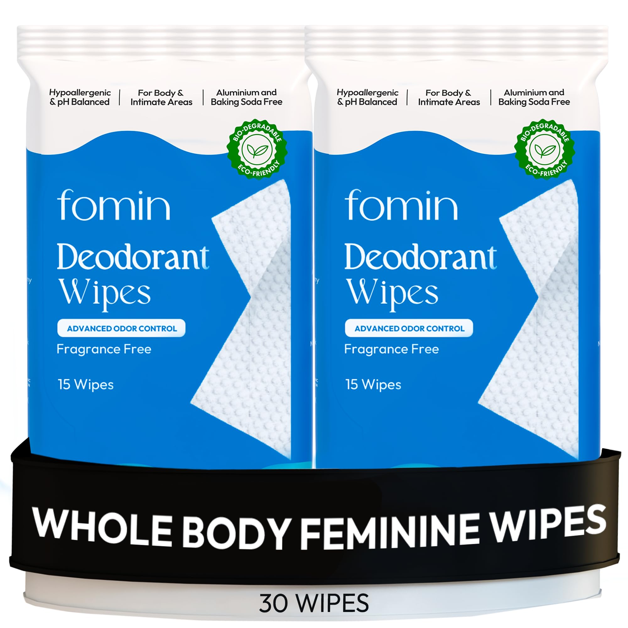 FOMIN acidified deodorant wipes for underarm application offer quick odor control.