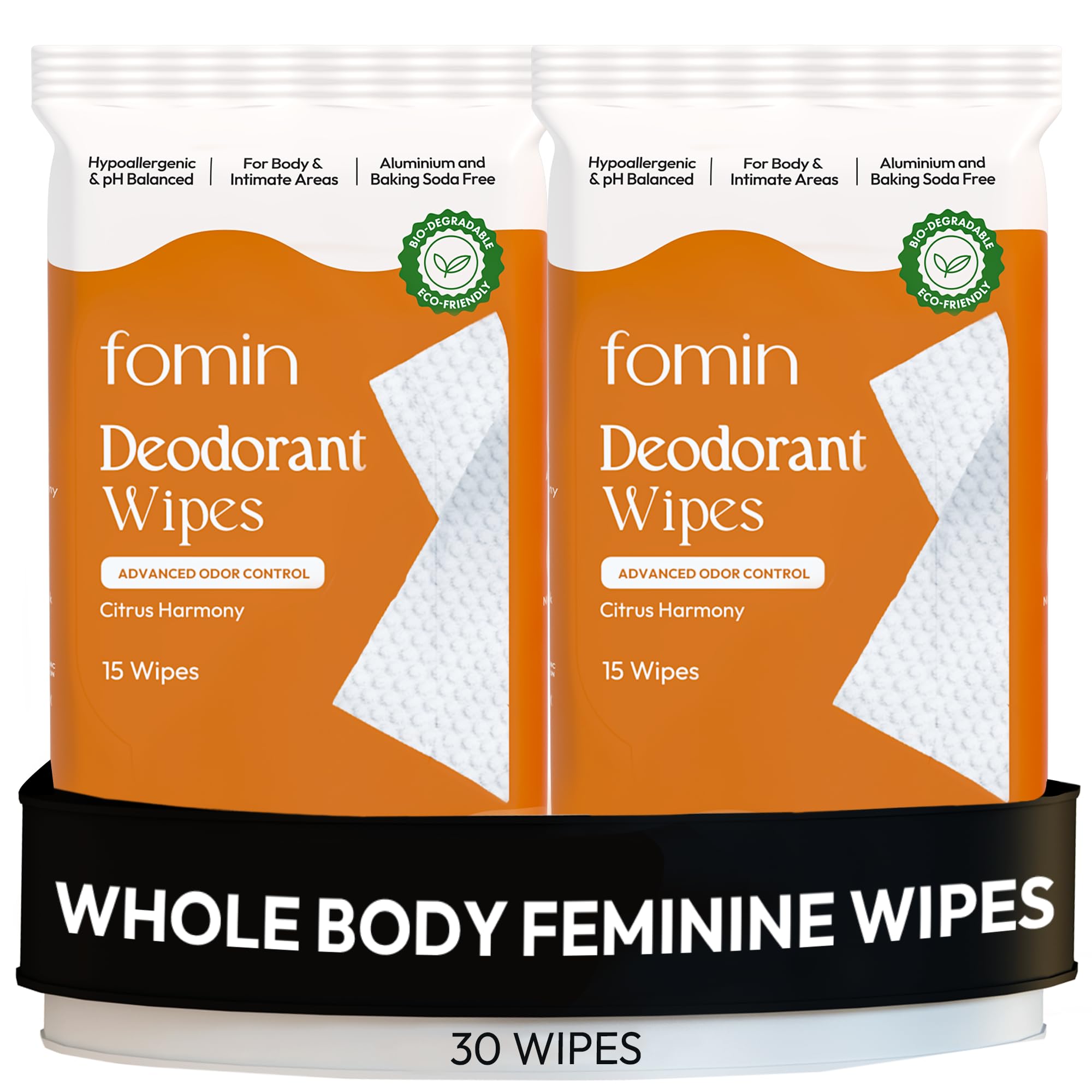 FOMIN Acidified Deodorant Wipes Citrus Harmony package ready for on-the-go freshness.
