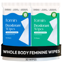 FOMIN acidified deodorant wipes for women for quick underarm odor control