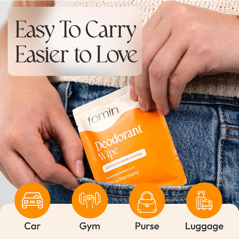 Biodegradable wipe from FOMIN for eco-friendly travel