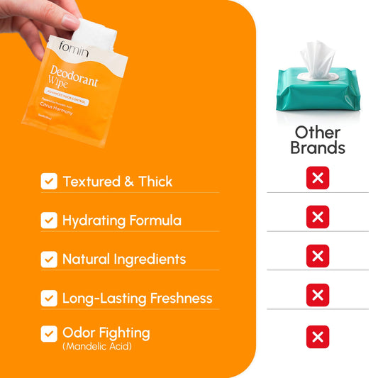 FOMIN wipe being unfolded for on-the-go refreshment