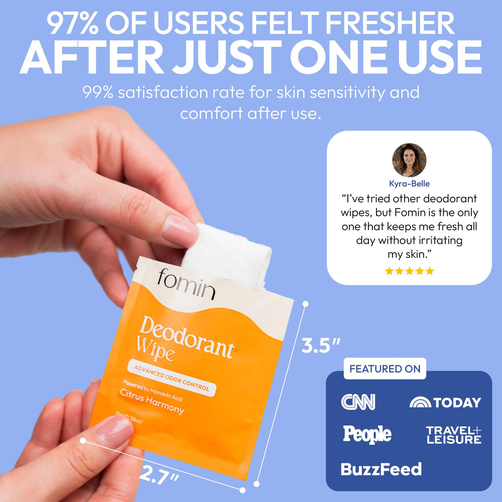 FOMIN plastic-free deodorant wipes showcasing sustainable, waste-reducing personal care.
