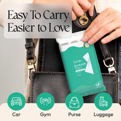 FOMIN plastic-free wipe material emphasizes environmental-conscious personal care.