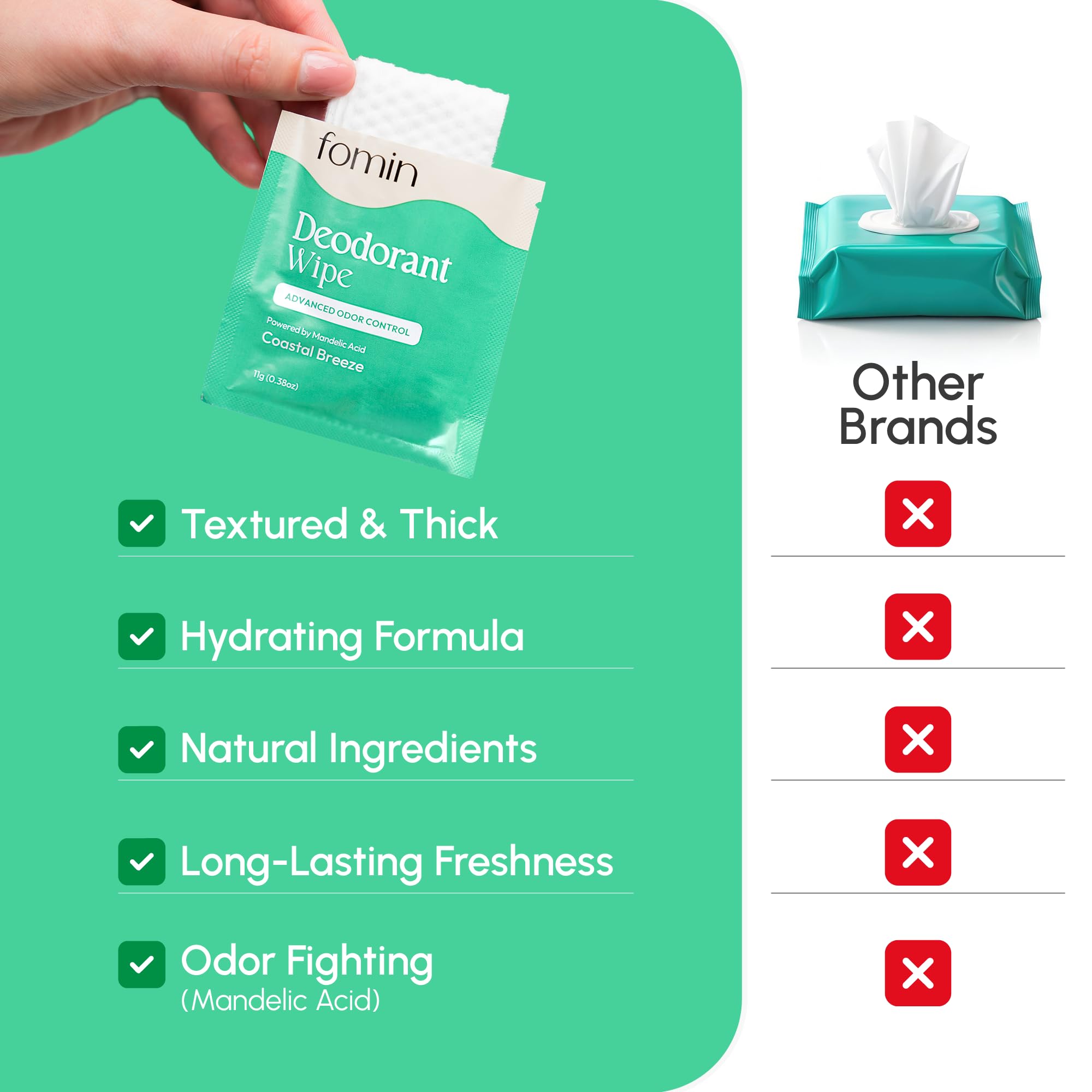 FOMIN travel wipes in purse showing compact, travel-ready packaging.