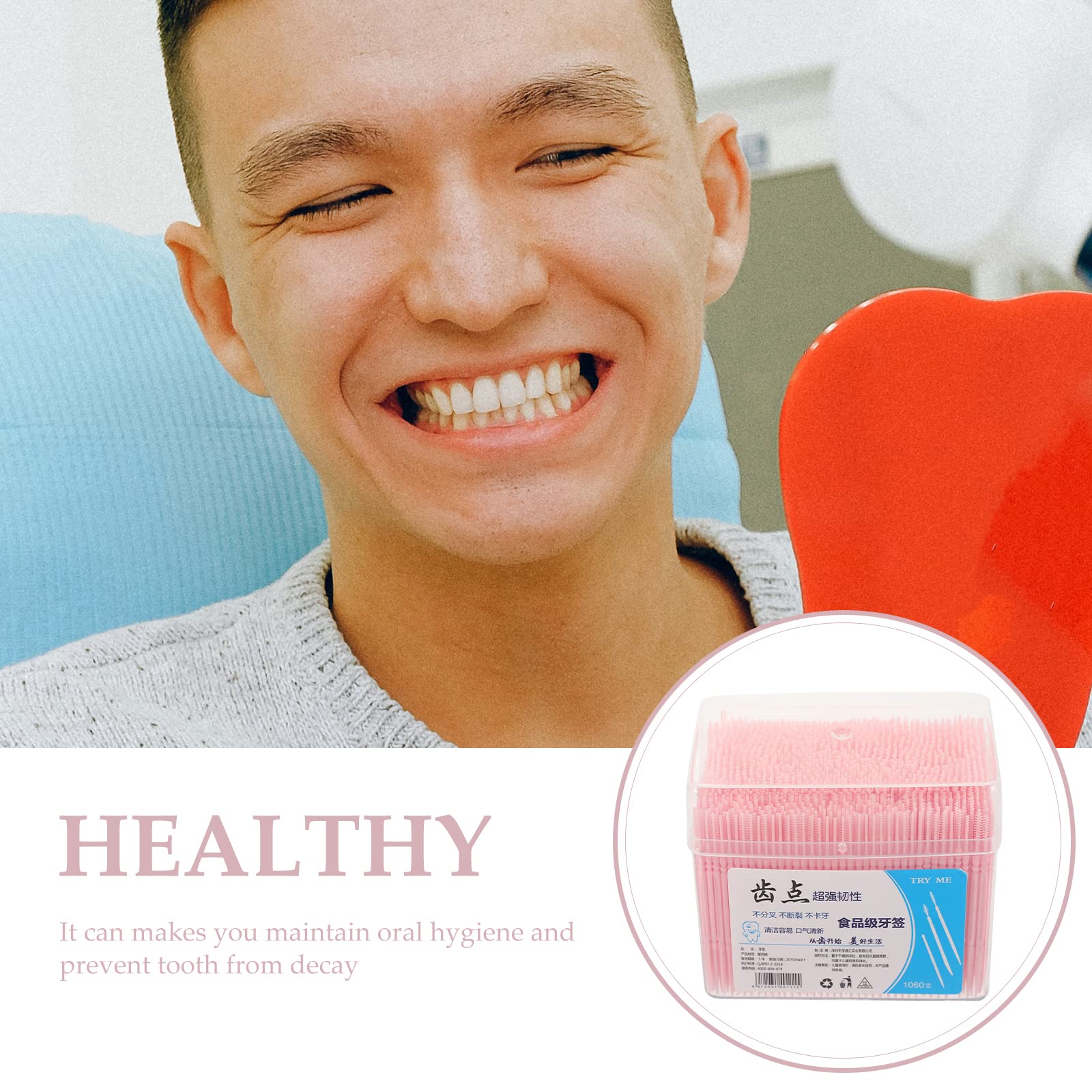 Disposable floss pick close-up double-ended design