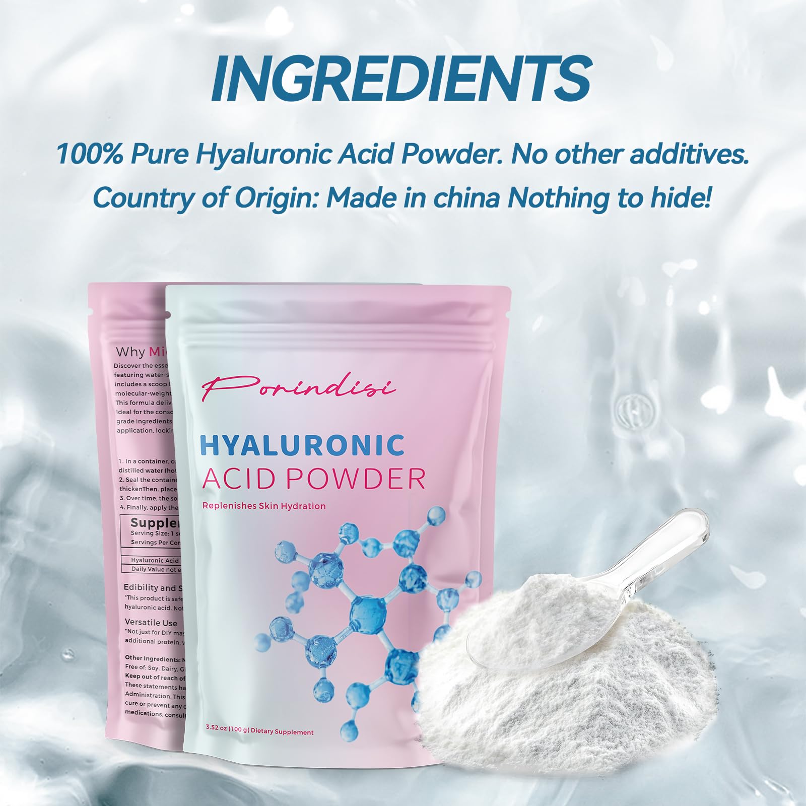 Food-grade hyaluronic acid powder for skincare