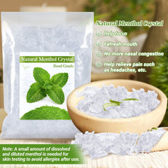 Close up of food grade menthol crystals