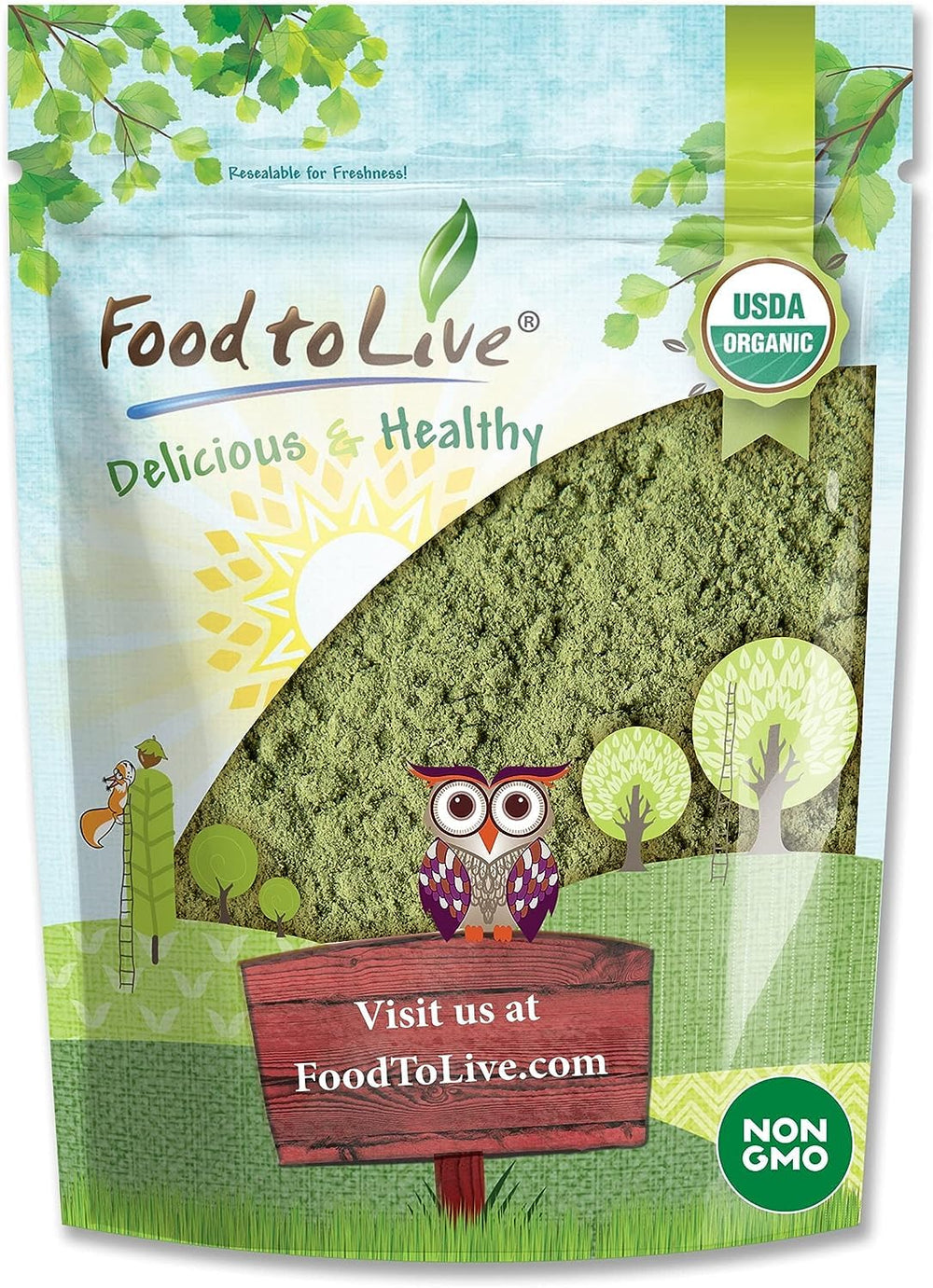 Food to Live Organic Alfalfa Powder 1 lb front view