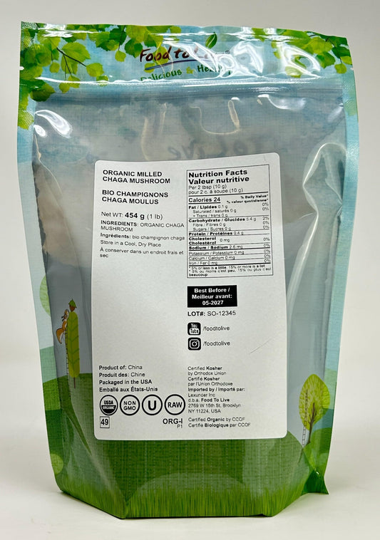 Food to Live Chaga Mushroom Powder packaging