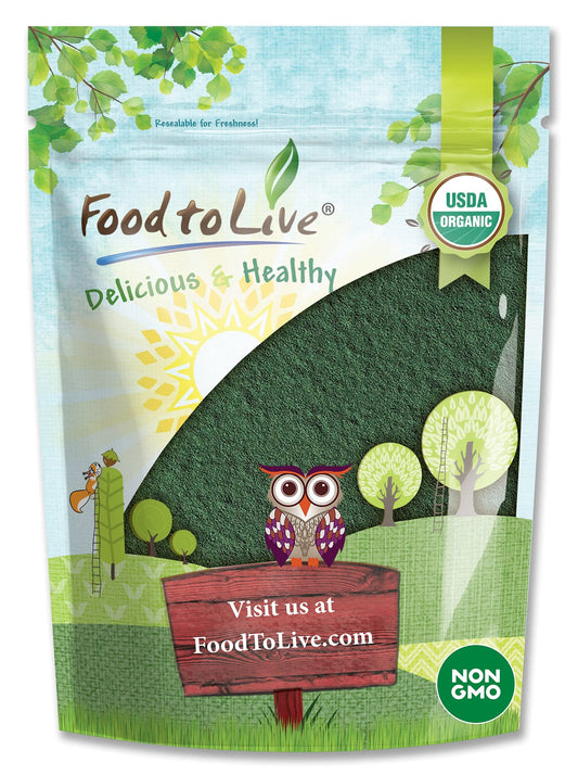 Food to Live Organic Chlorella Powder 8 oz bottle label close-up