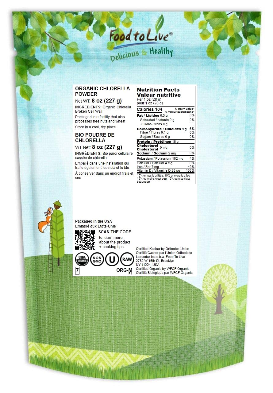 Close-up of chlorella powder texture